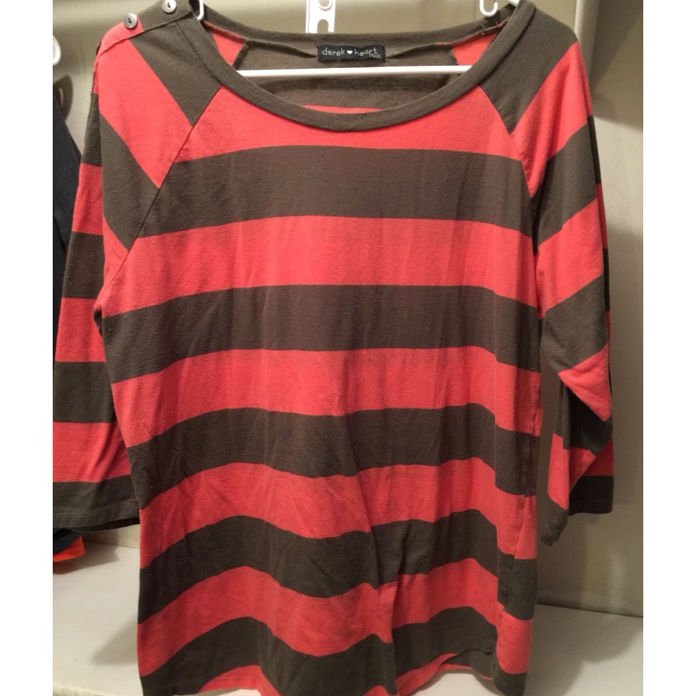 derek heart pink and green striped dress shirt